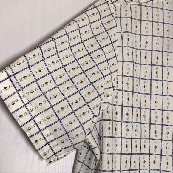 Kmart Shirt Mens XL White Vintage 70s Pointed Collar Button Up Geometric Check - Picture 4 of 12